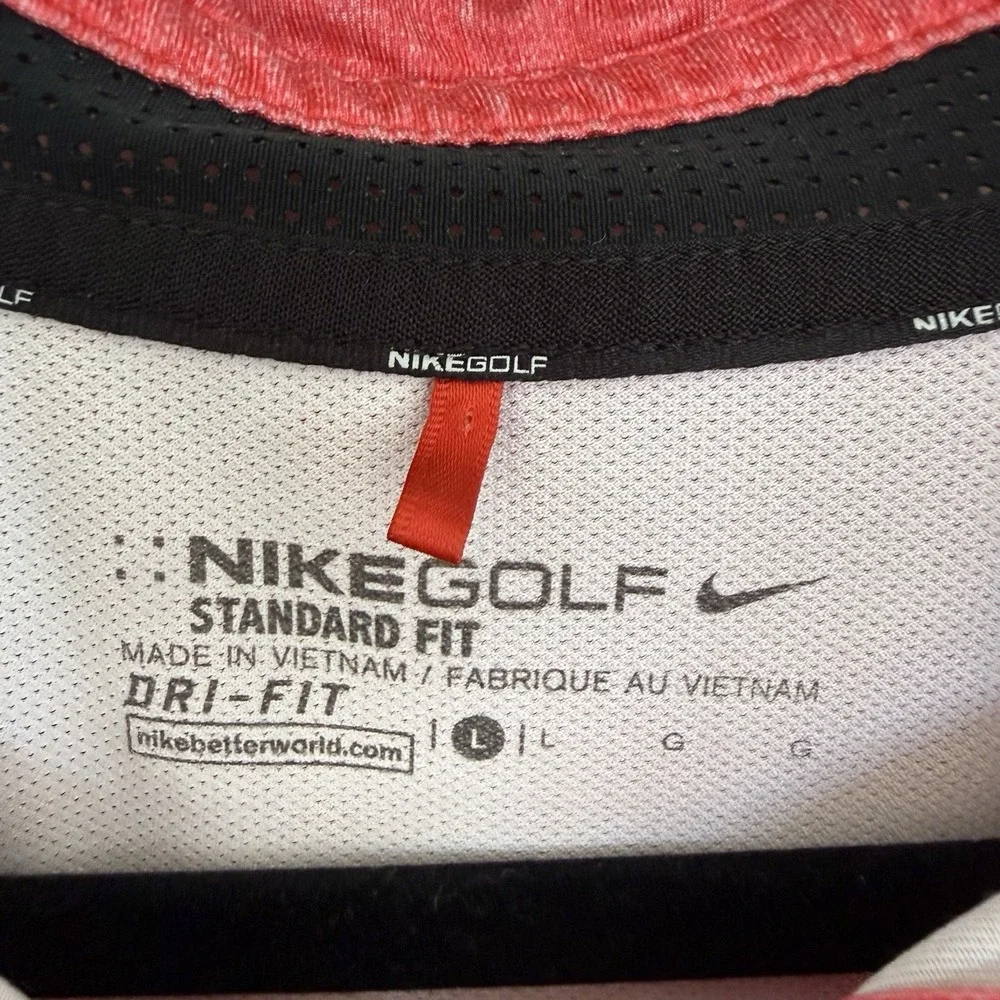 Nike Dri Fit Standard‎ Fit Polo Men's Large Red Pink Golf Casual Wicking Preppy
